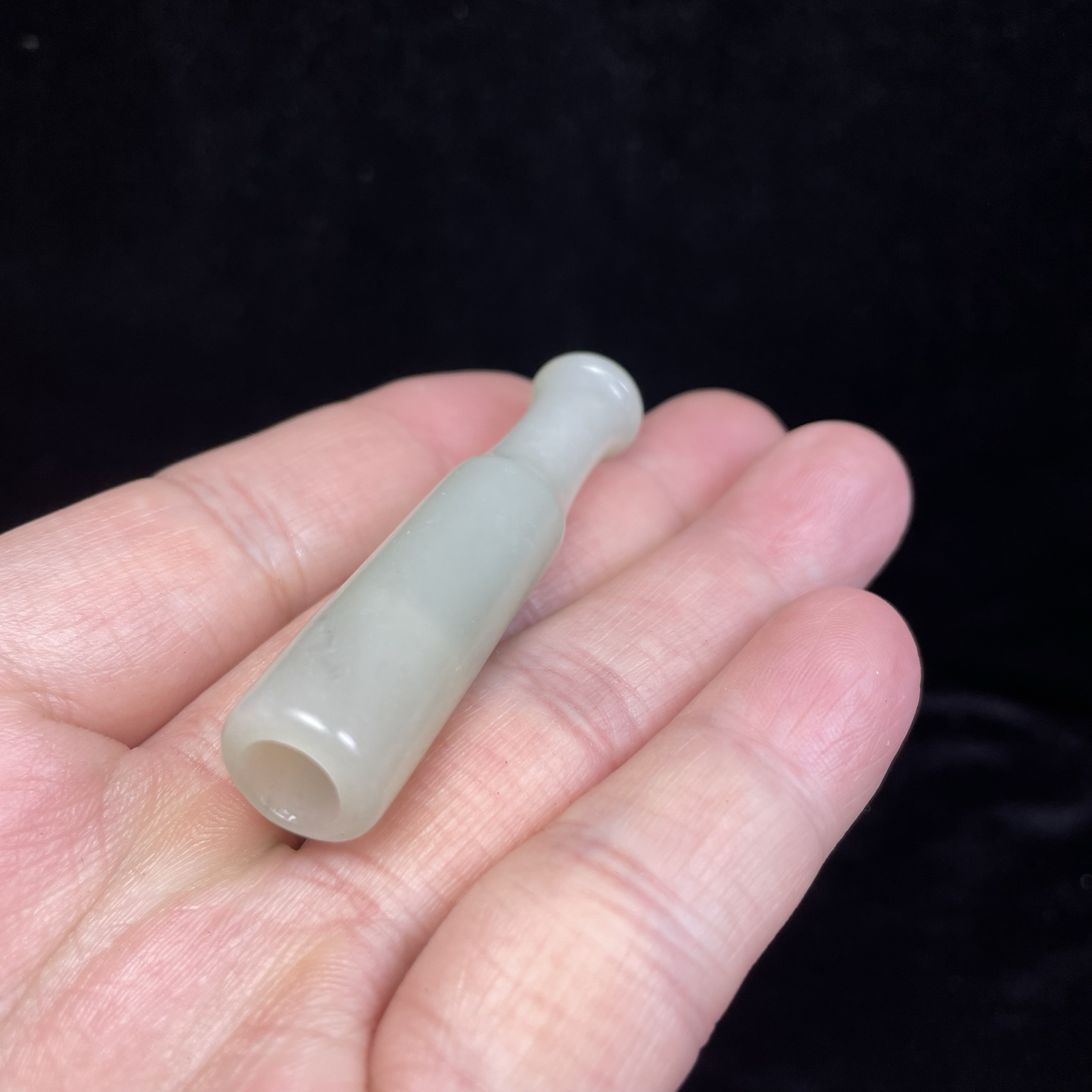 和田玉烟嘴老式旱烟袋直式烟杆