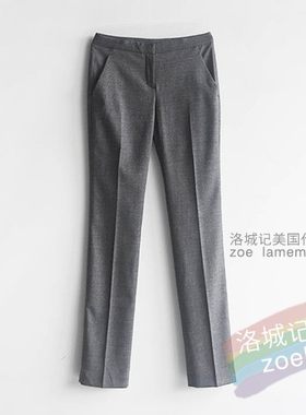 美代Theory细格纹西装裤