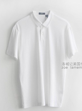 洛城记 美代 Theory BRON 男士纯棉纯色短袖翻领T恤 国现