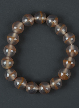 天然冰透玛瑙朱砂一线药师手链天珠文玩手串男女款12mm