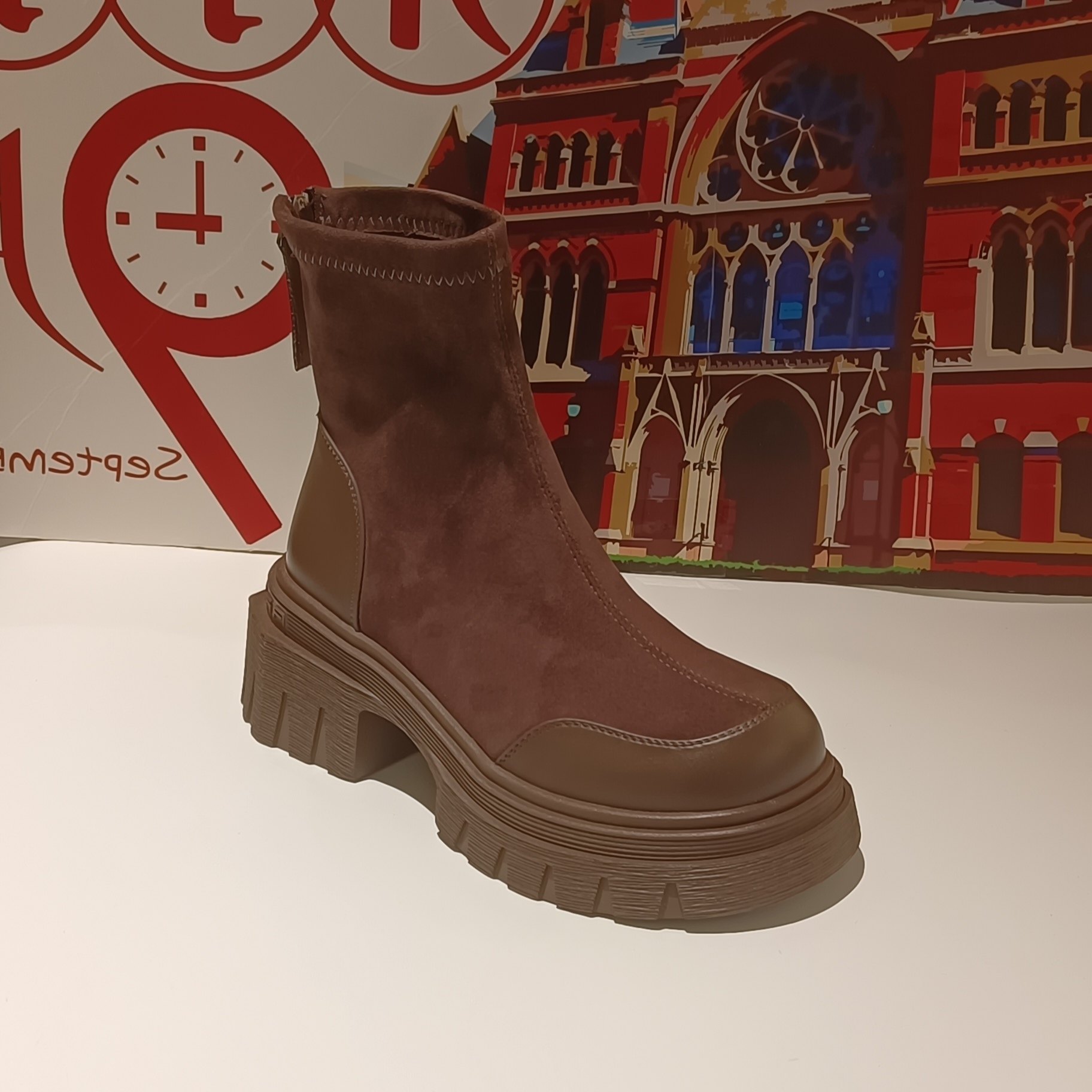 英伦风厚底马丁靴女增高新款时尚百搭粗跟短靴弹力瘦靴m60女鞋靴