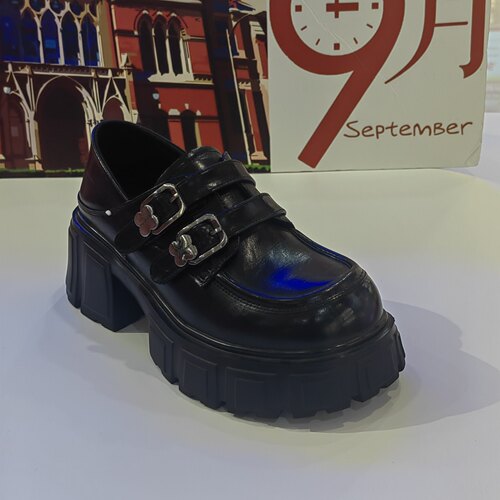m60女鞋粗高跟乐福鞋女2025年新款真皮超轻厚底英伦风百搭小皮鞋