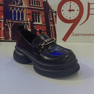 休闲鞋 女时尚 厚底乐福鞋 英伦风小个子增高鞋 M60女鞋 专柜正品 新款