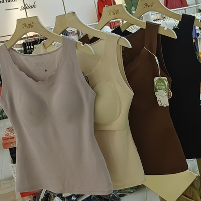 茜茜春天波浪边女士加厚保暖背心