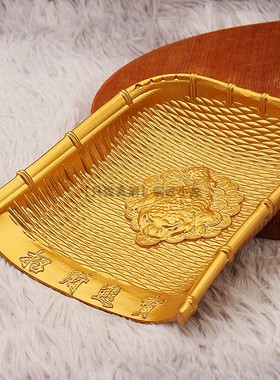 大号纯铜簸箕摆件手把件五谷丰登