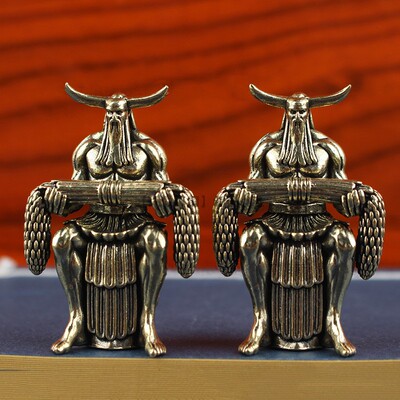 纯黄铜摆件药王神农炎帝人物铜像