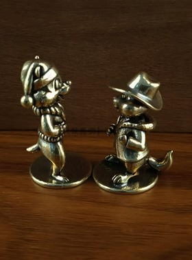 纯铜戴礼帽圣诞帽的小松鼠小摆件