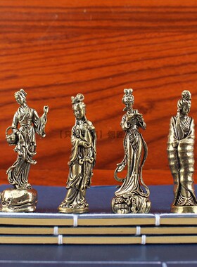 全铜四仙女装饰摆件假山景观人物