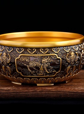 23cm特大号八宝聚宝盆摆件纯铜