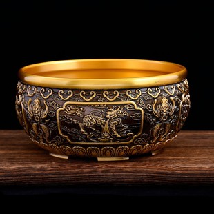 23cm特大号八宝聚宝盆摆件纯铜存钱罐麒麟献瑞家居客厅玄关装 饰品