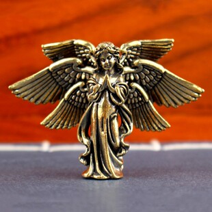 纯铜六翼天使摆件六翅膀复古实心黄铜爱神丘比特铜雕欧美风工艺品