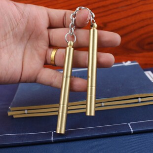 9cm纯黄铜双节棍迷你手指尖双截棍全铜把玩物手把件男冷兵器模型
