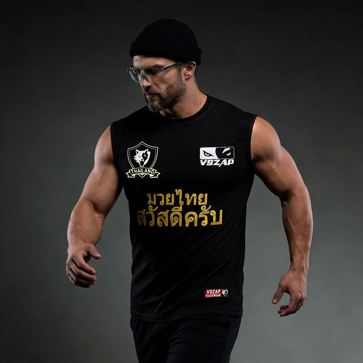 VSZAP训练健身T恤MMA无袖背心UFC播求泰拳击散打格斗纯棉夏季运动
