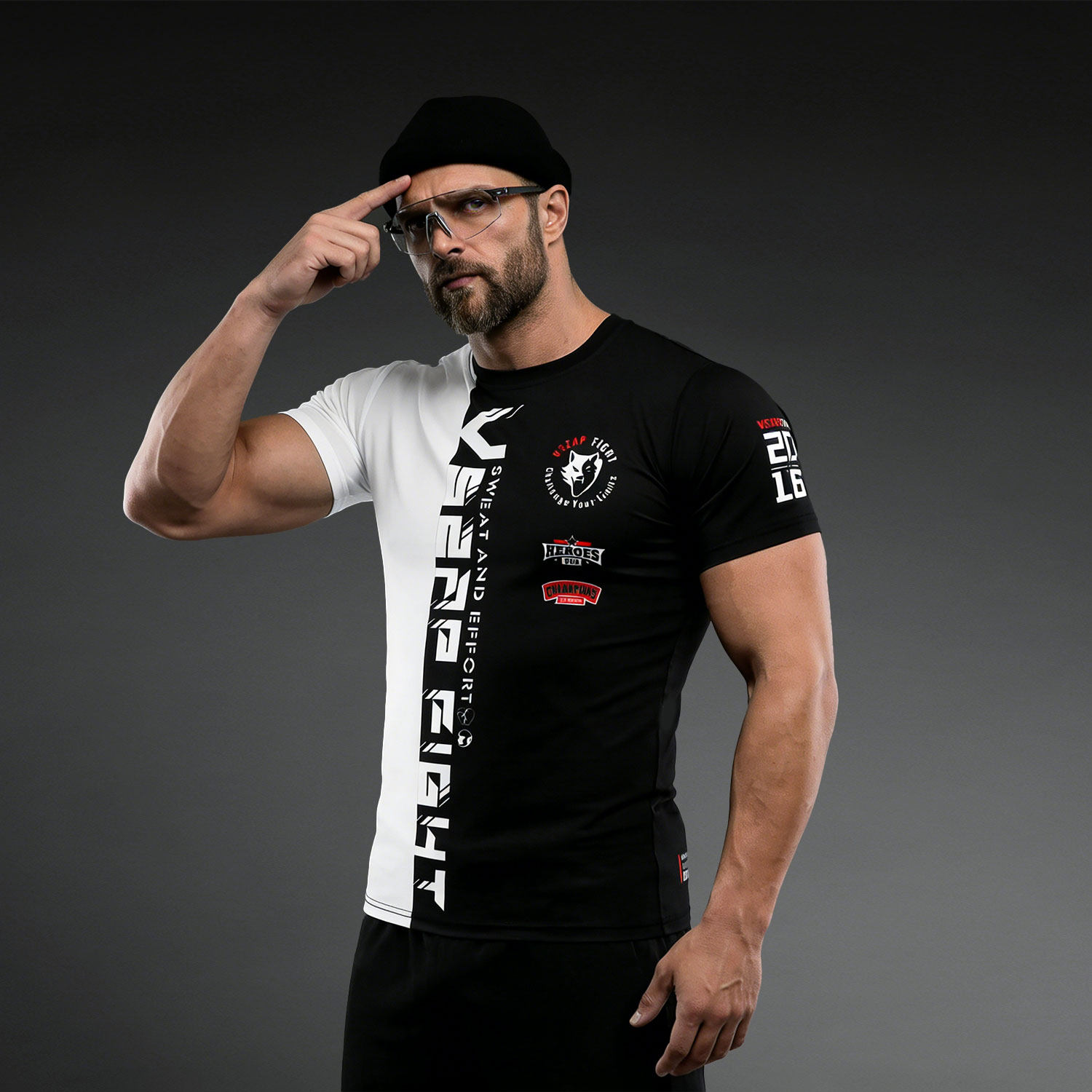 VSZAP搏击格斗速干运动T恤男女健身弹力短袖上衣MMA泰拳击服训练