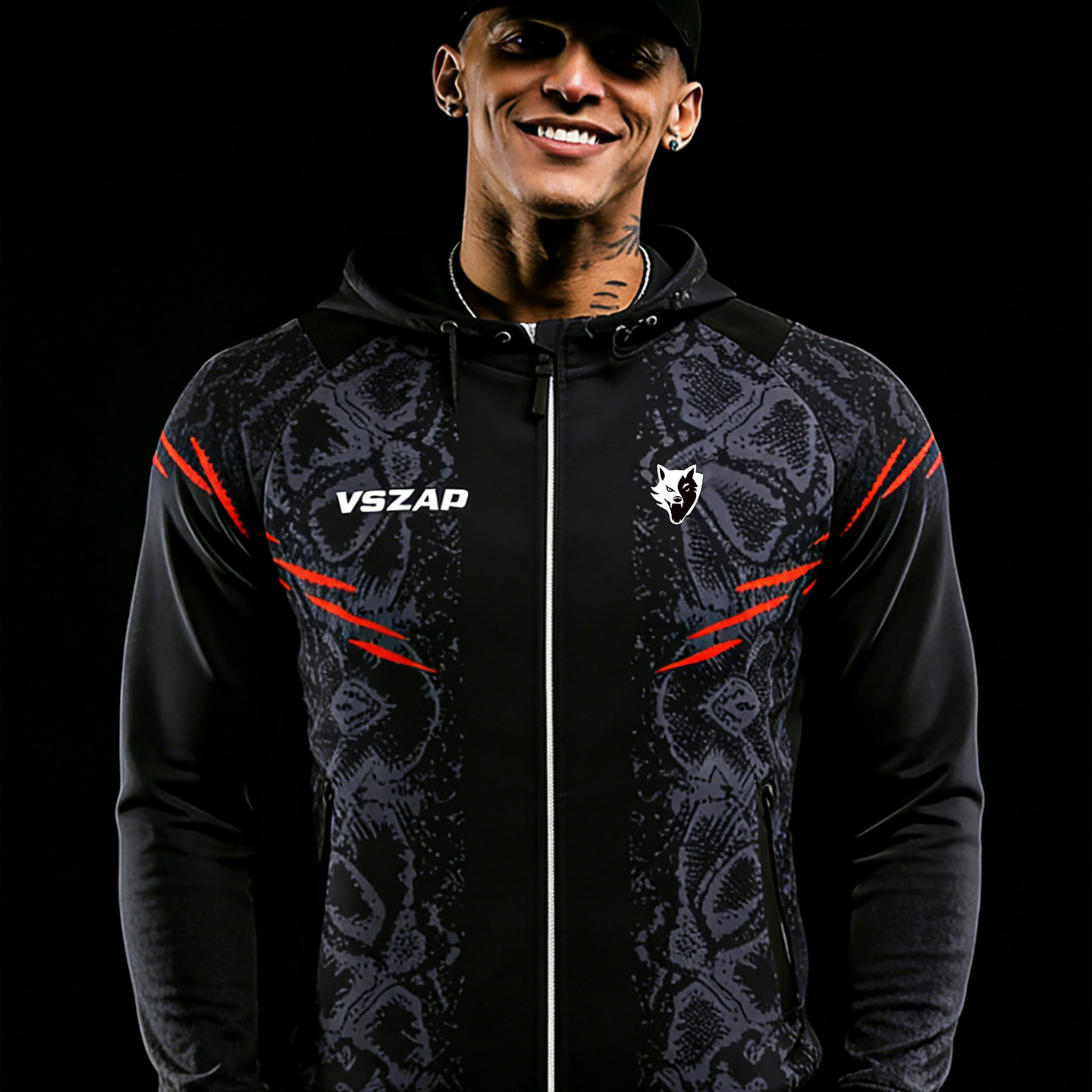 VSZAP黑纹理休闲运动MMA健身卫衣泰拳击男士速干外套秋冬新款上衣
