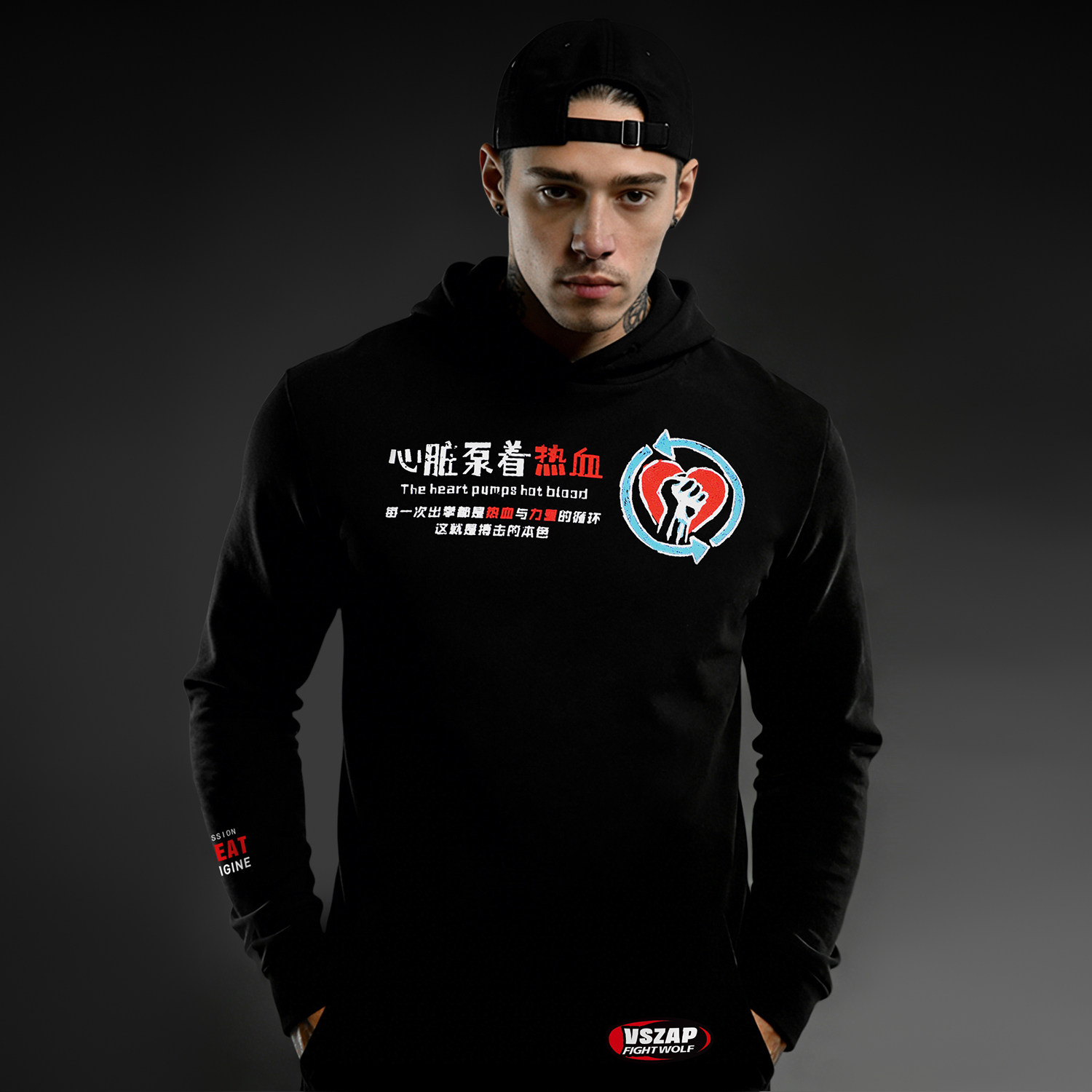 VSZAP热血休闲训练MMA运动秋冬健身套头卫衣UFC室内外锻炼外套棉