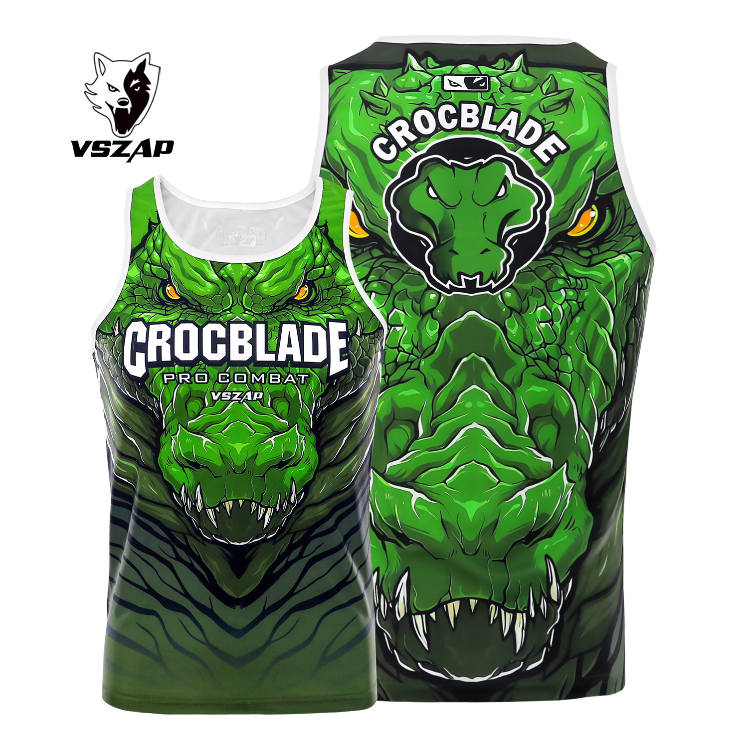 VSZAP绿色背心运动休闲男士速干老虎拳馆泰拳击UFC健身房训练上衣