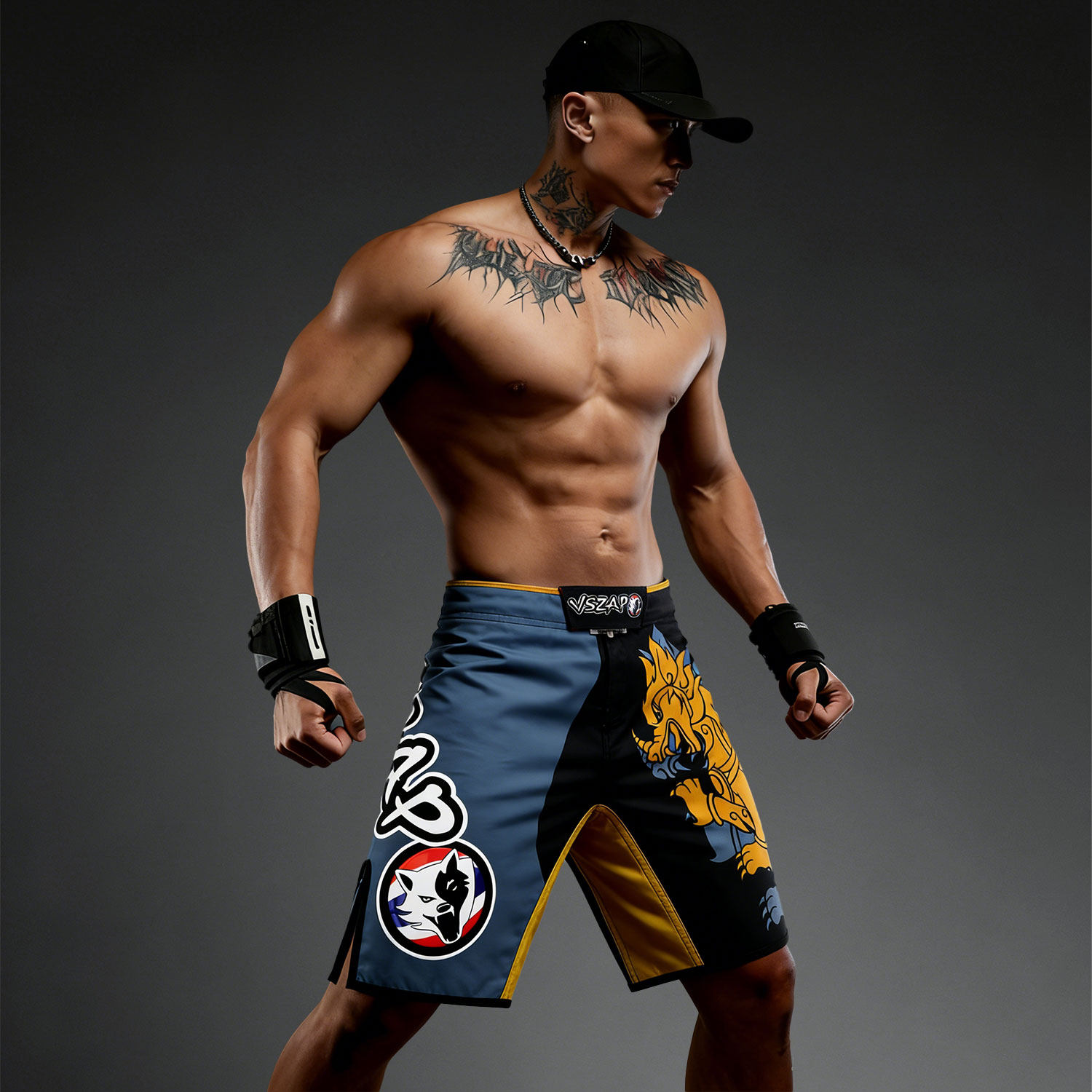 VSZAP健身短裤运动泰拳格斗出场速干训练MMA老虎UFC散打搏击跑步