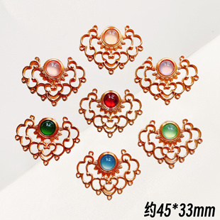 DIY合金平安锁长命锁手工发簪头饰步摇凤冠diy饰品配件善翼冠材料