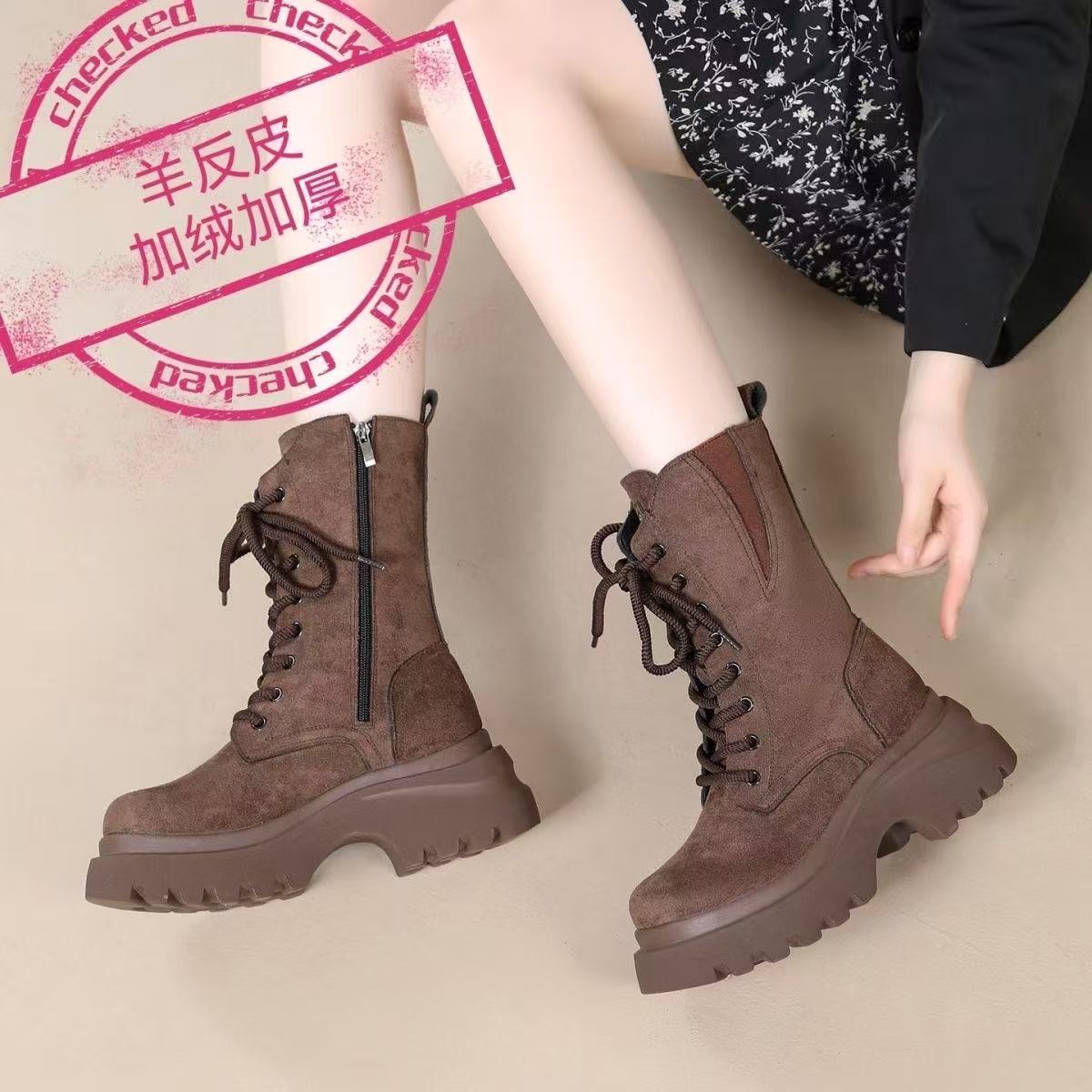 棉鞋女冬加绒轻便软底靴子