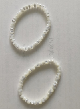 「当日愿」手工天然老鱼骨车轮珠手串飞碟珠圆珠手链素圈女粉色女