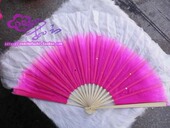 直销茹芸舞台演出服双面真丝舞蹈道具秧歌扇子秀色玫红扇子订做