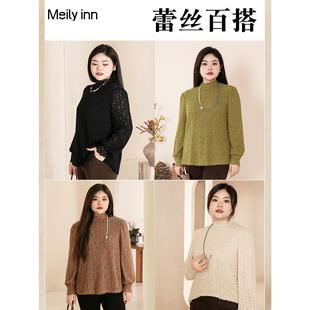 女装 蕾丝百搭 月下许愿软糯慵懒风上衣高领打底衫 大码