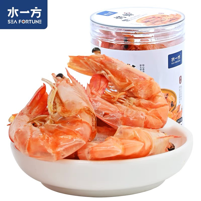 水一方烤虾干开袋即食罐装特产烤虾带头大虾干即食干货干虾钙零食