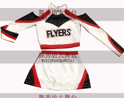 团体技巧啦啦操比赛服 烫钻款啦啦操服 花球操 拉拉队服L-12347