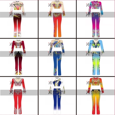 2023分体款大众健美操比赛服 有氧踏板健身操 演出舞蹈服数码印花