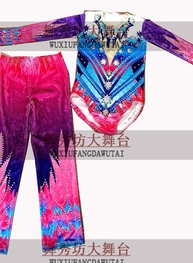 有氧体操服 大众健美操比赛服 踏板体操服 印花烫钻款D-12347
