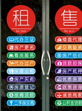 房产中介租售橱窗装饰印字门贴