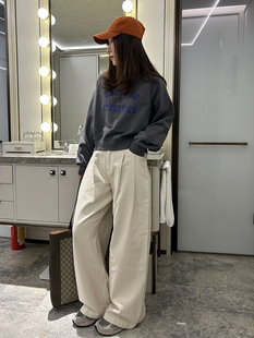 宽松休闲圆领卫衣灰色字母印花上衣 韩版 superxue秋装 新款