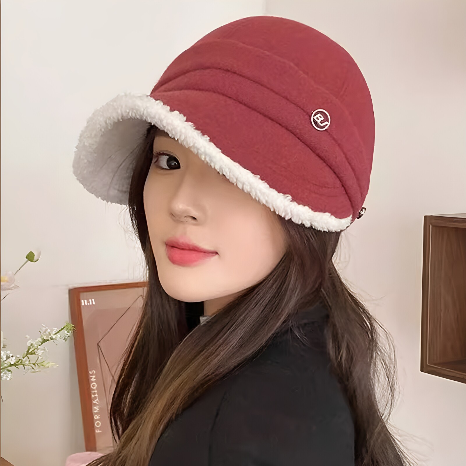 秋冬渔夫帽女大头围显脸小鸭舌帽