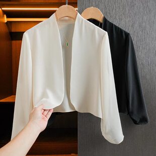 乔其纱开衫 新夏季宽松薄款百搭休闲七分袖防晒衣上衣外套