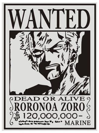 墙贴 卧室ktv卡通儿童房墙纸 海贼王硬汉索隆通缉令 装饰贴纸壁画