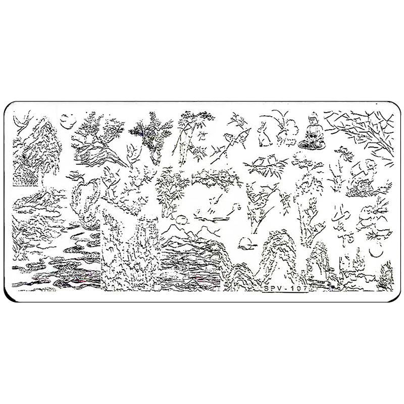 【油姐】SPV-107 印花钢板 美甲DIY彩绘模板 转印工具 国风 山水