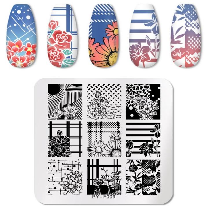 【油姐】PICT YOU-F09 印花转印板 美甲DIY彩绘模板 网格花