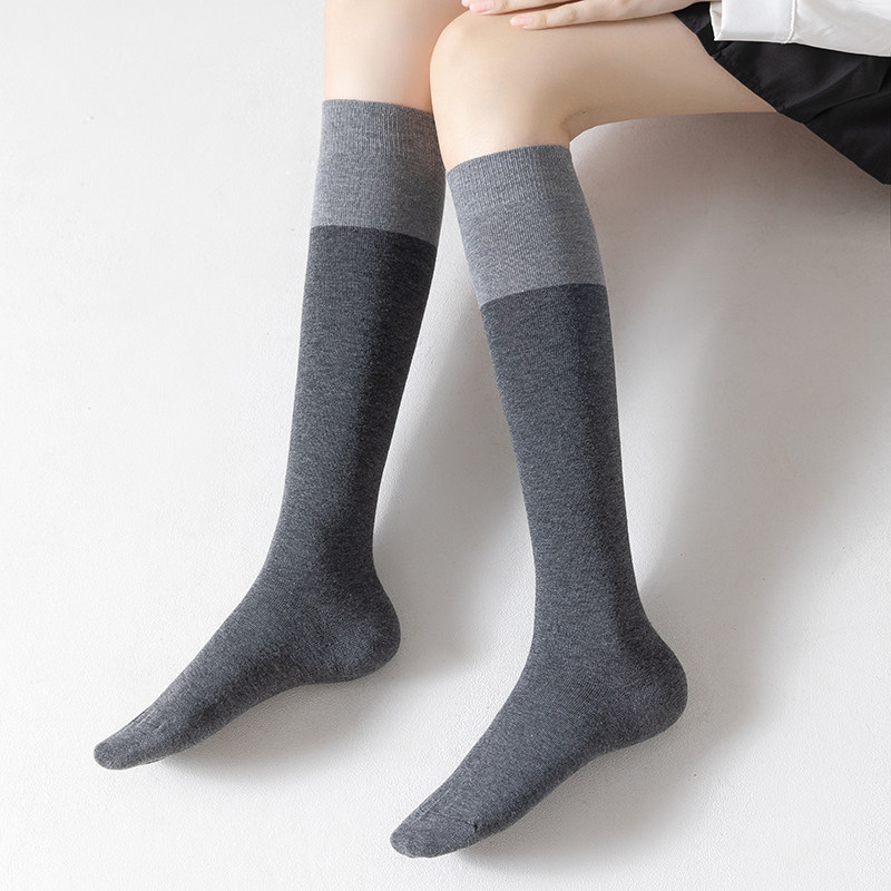 黑灰拼接小腿袜女春秋及膝撞色美腿显瘦长筒网红袜子塑形无骨,女士内衣/男士内衣/家居服,长筒袜,淘宝优惠券,粉丝福利购,淘宝优惠卷