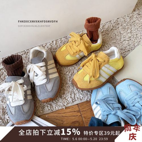 韩版儿童运动鞋春秋女童德训鞋轻便透气男童跑步鞋软底宝宝童鞋潮