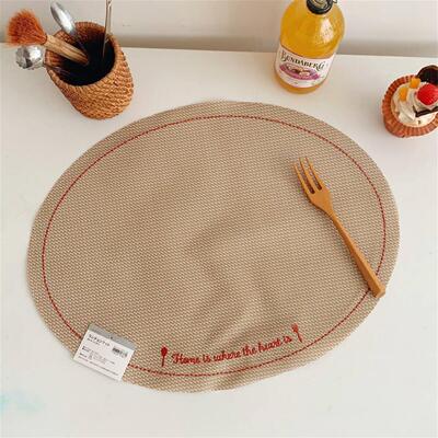 出日本家用椭圆形编织大号餐垫