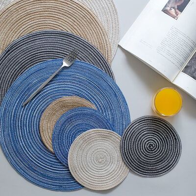 4pcs Round Table Mat Woven Ramie Placemats Anti Slip Dining