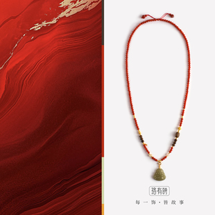 国风中式 南红沉香四圈手链可拆卸和田玉佛公吊坠项链毛衣链长项链