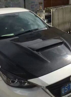 适用于马自达3昂克赛拉改装MPS开孔碳纤维机盖引擎盖发动机盖包围