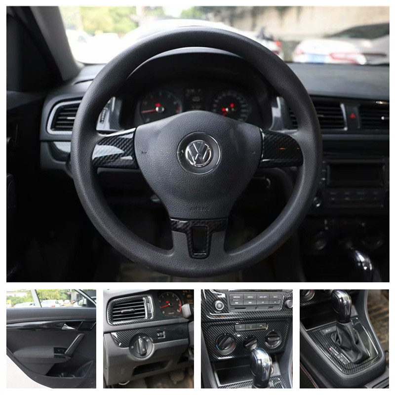 13-14款朗逸碳纤维内饰贴 改装桃木内饰 中控排挡方向盘电动窗贴