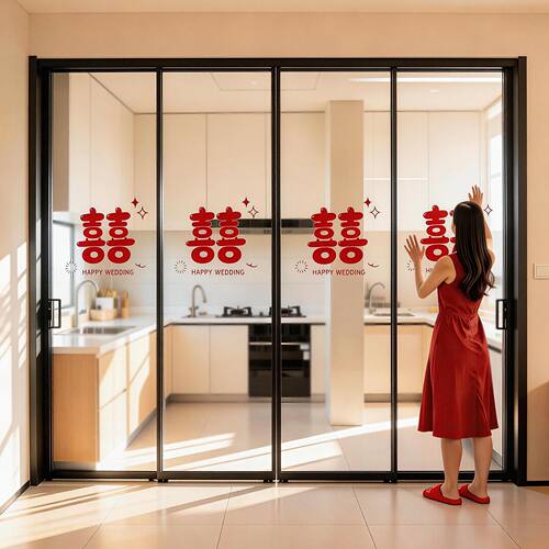 结婚专用喜字贴静电贴婚房布置装饰玻璃门贴纸窗户窗花婚礼囍字贴
