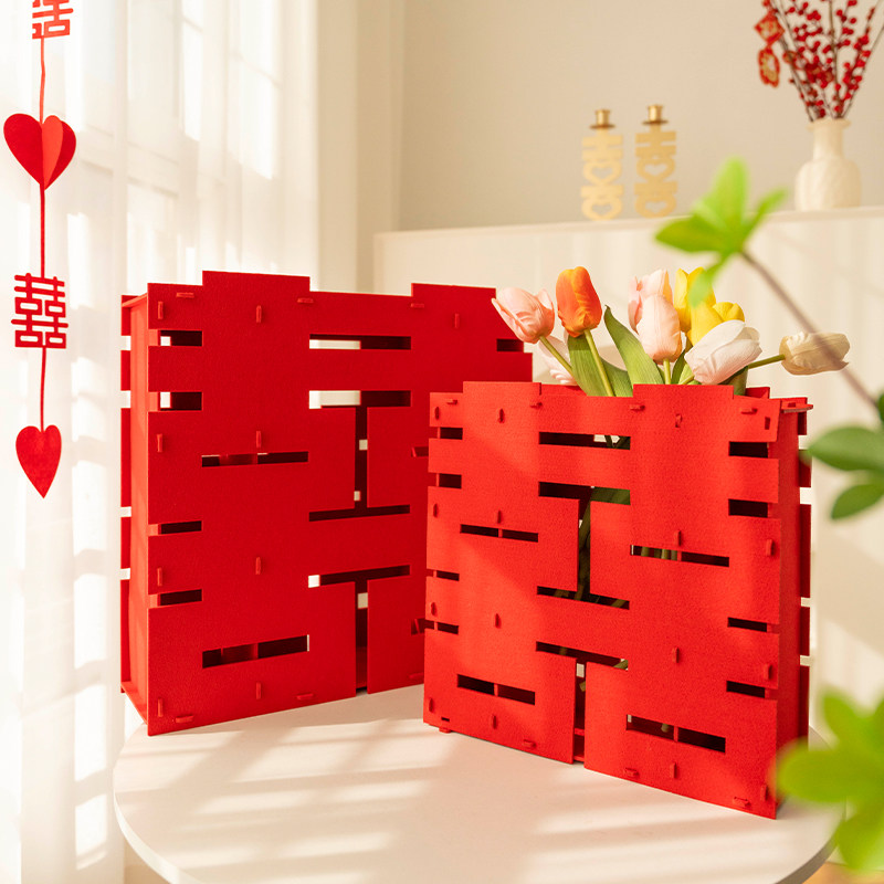 婚礼立体双囍大喜字摆件婚房布置装饰新房客厅ins风订婚摆台用品