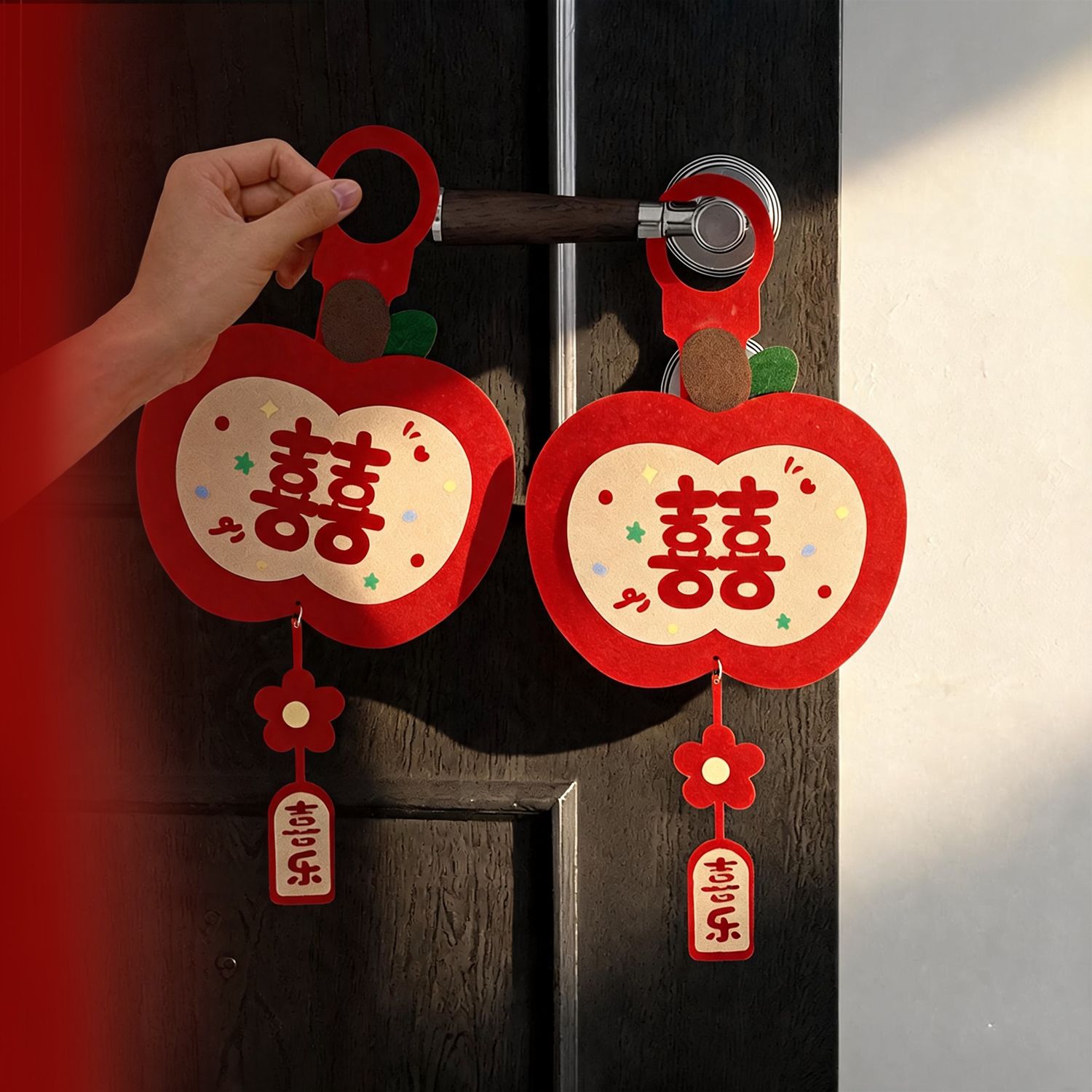 婚礼客厅新房喜字门挂图片