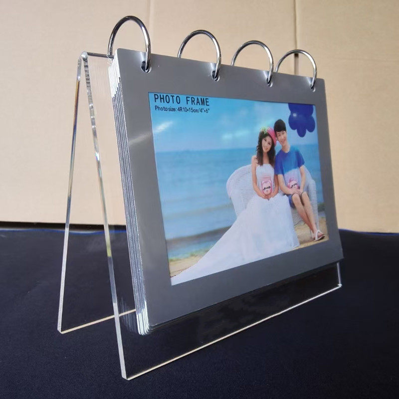 亚克力V形台历相框架简约6寸7寸8寸创意有机玻璃水晶翻页台牌摆台
