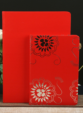 红色内页日记本复古彩色内页笔记本学生文具结婚账本婚礼记账本子